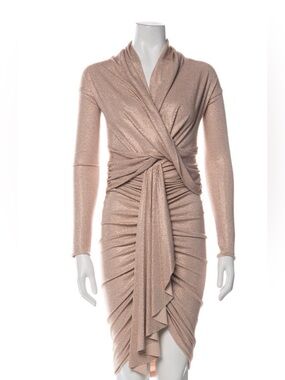 Shimmering Long Sleeve Draped Dress